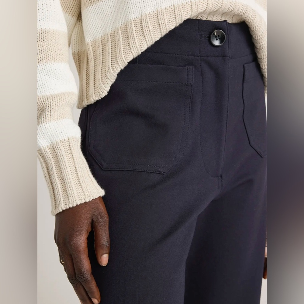 Navy Blue High-Waisted Stretch Pants